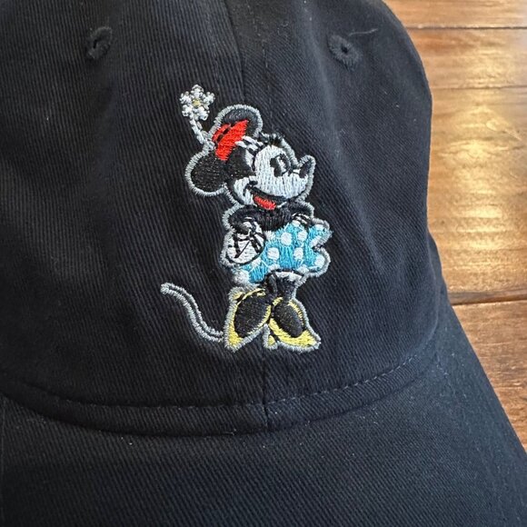 Disney | Minnie Mouse Black Adjustable Ball Hat Cap 1940's Version VTG Embroider - Picture 4 of 11